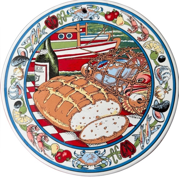 Santa Barbara Ceramic Wall Plaque with Sourdough Bread Recipe Decor - Picture 1 of 3